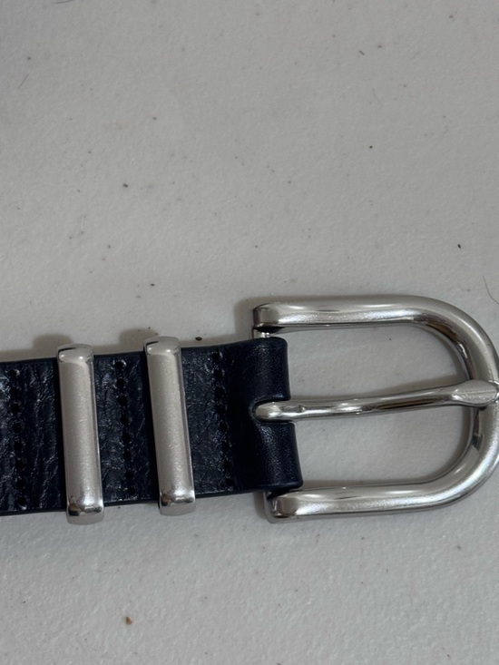 rag & bone Black Leather Belt with Blue Interior and Silver Hardware - Picture 10 of 13